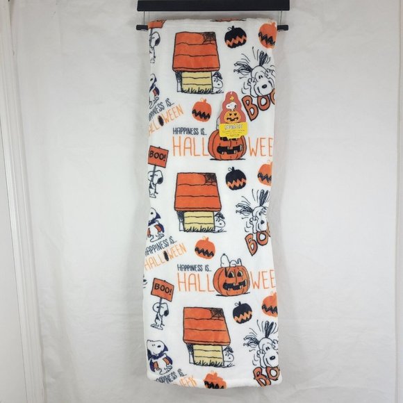 Berkshire Other - Berkshire Snoopy HAPPINESS IS HALLOWEEN Plush Throw Blanket 50 x 70" Pumpkin New